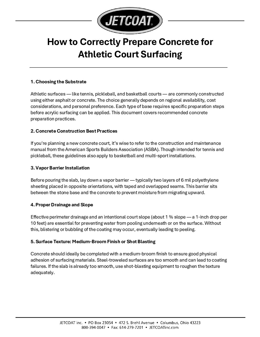 How to Correctly Prepare Concrete for Athletic Court Surfacing